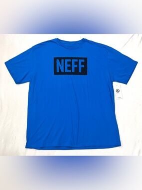 Neff Men's Graphic Logo Short Sleeve Tee in Bright Blue with Black Box T-shirt